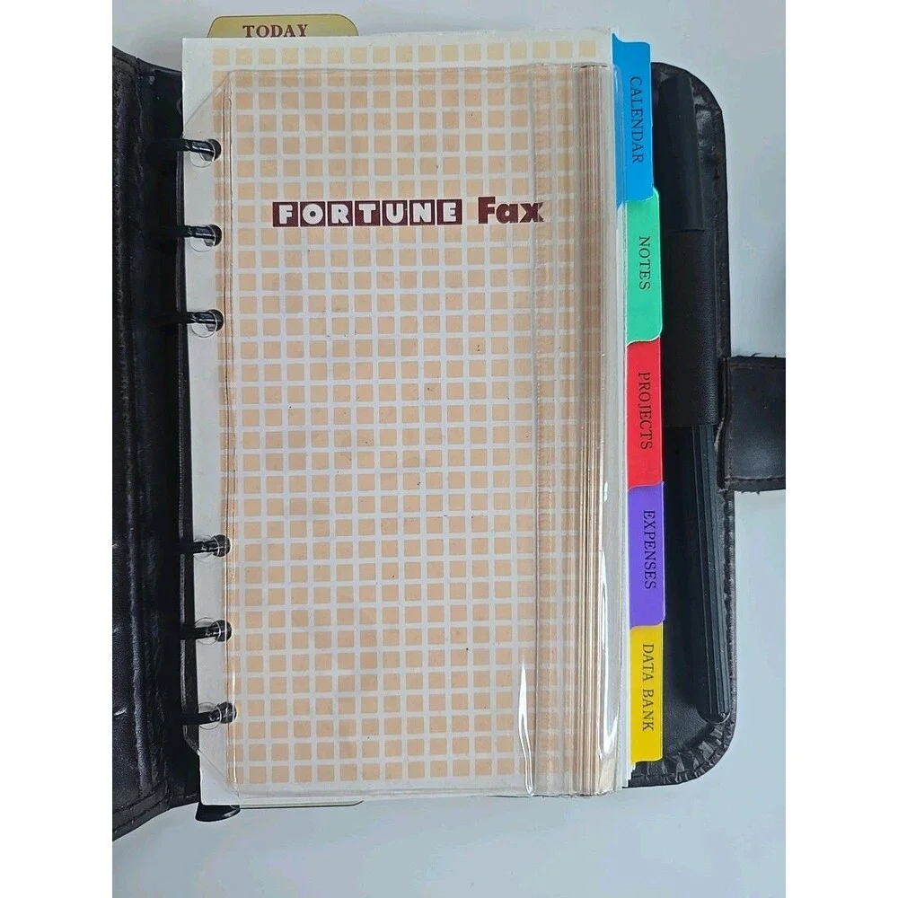 Vintage 80s  Day Timer Planner Fortune Dark Brown 6 Ring Minimal Use